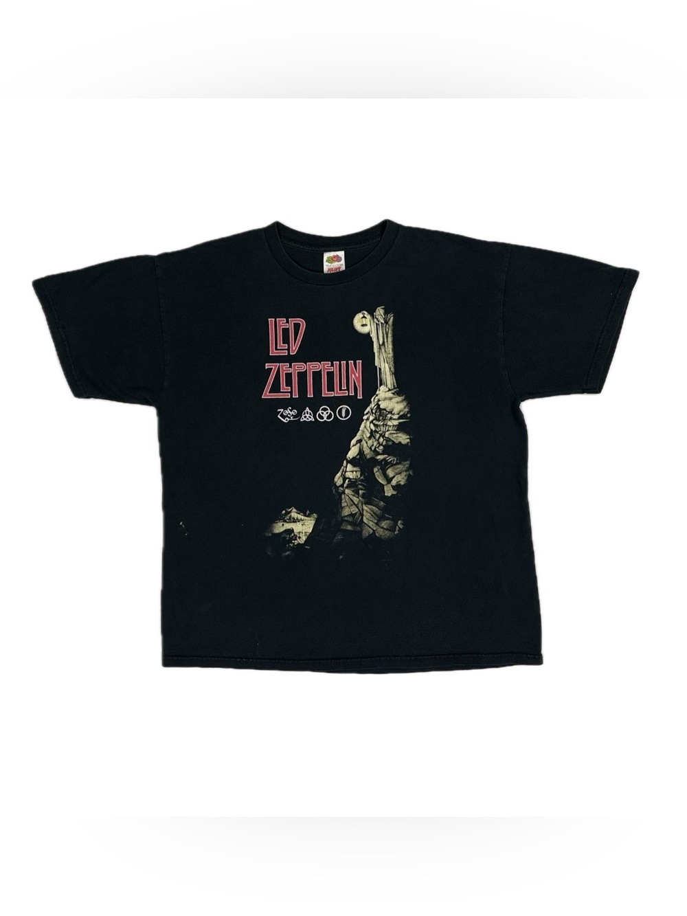 Vtg Y2K Fruit Of The Loom Heavy Cotton Black Led Zeppelin Hermit T Shirt Men XL